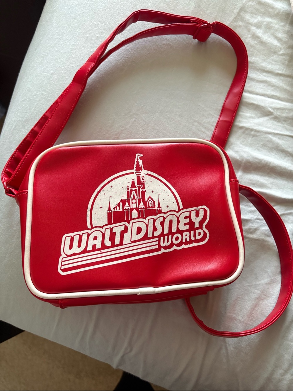 Disney Red Walt Disney World Crossbody Bag with White Logo